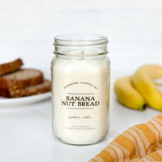 Banana Nut Bread -  16oz Soy Mason Jar Candle