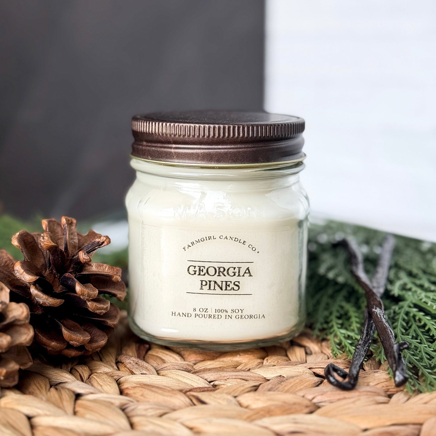 Georgia Pines - 8oz Soy Mason Jar Candle