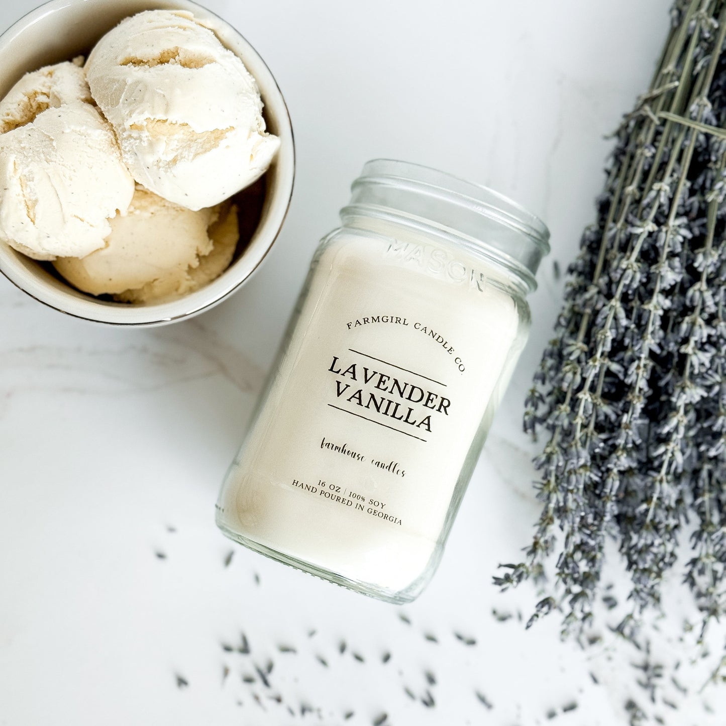 Lavender Vanilla - 16oz Soy Mason Jar Candle