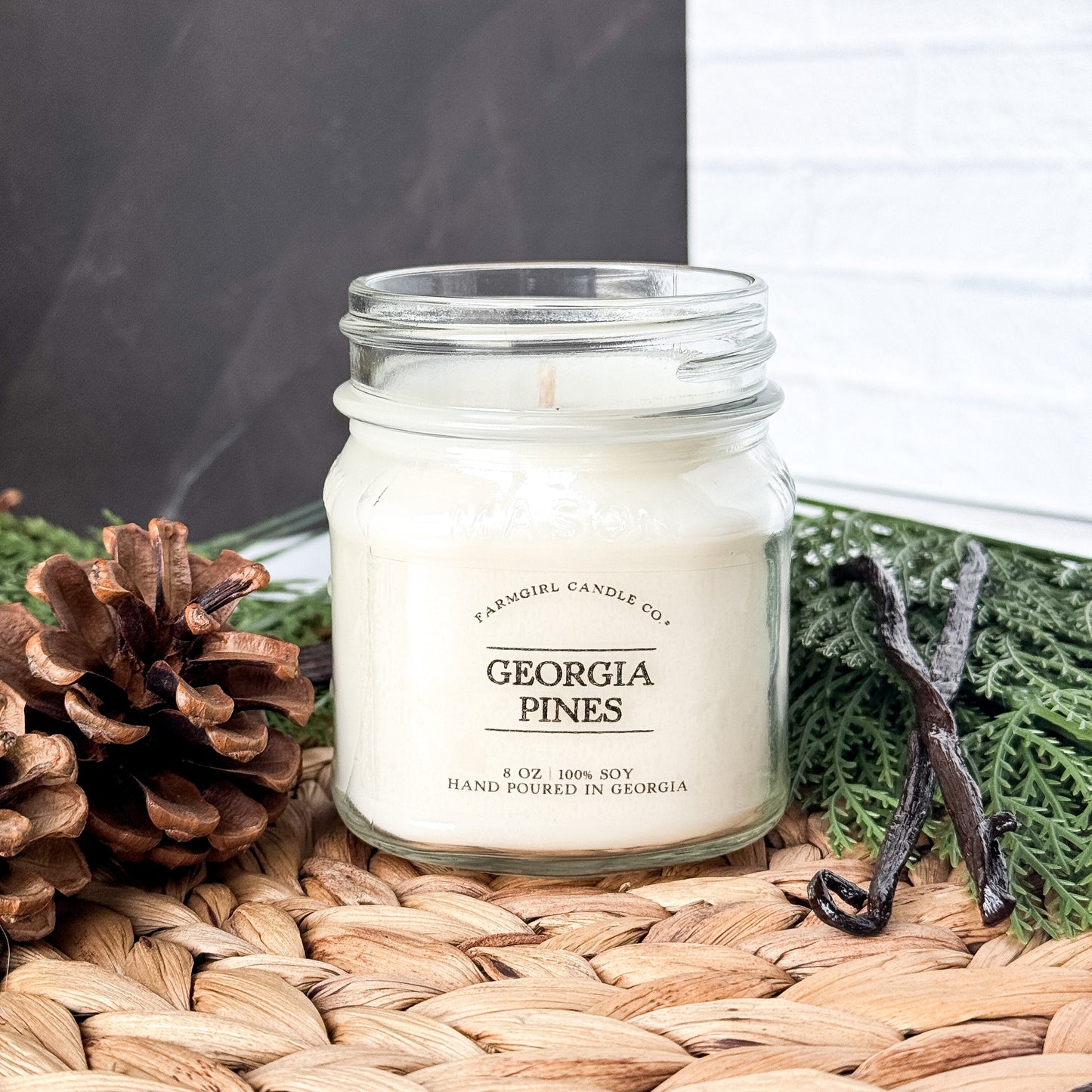 Georgia Pines - 8oz Soy Mason Jar Candle