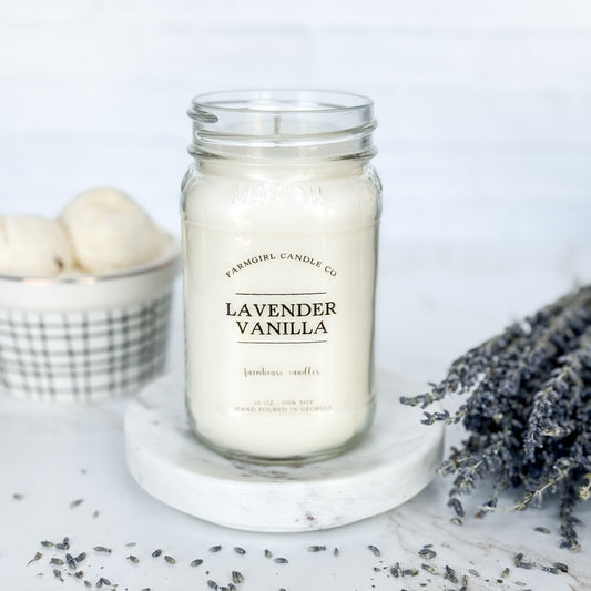 Lavender Vanilla - 16oz Soy Mason Jar Candle
