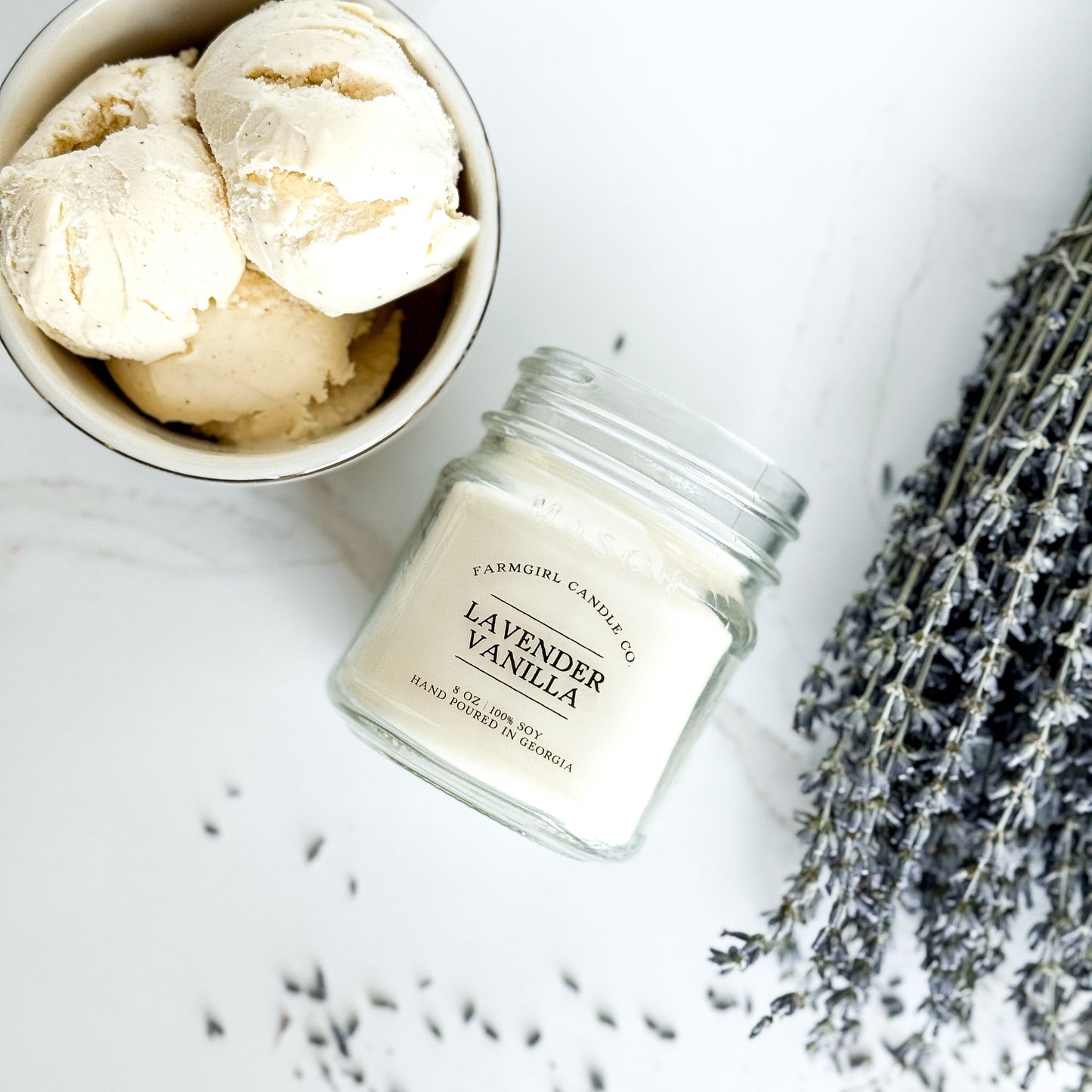 Lavender Vanilla - 8oz Soy Mason Jar Candle