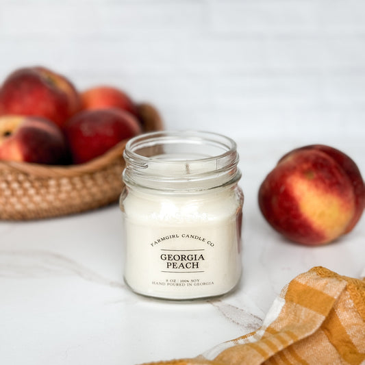 Georgia Peach - 8oz Soy Mason Jar Candle