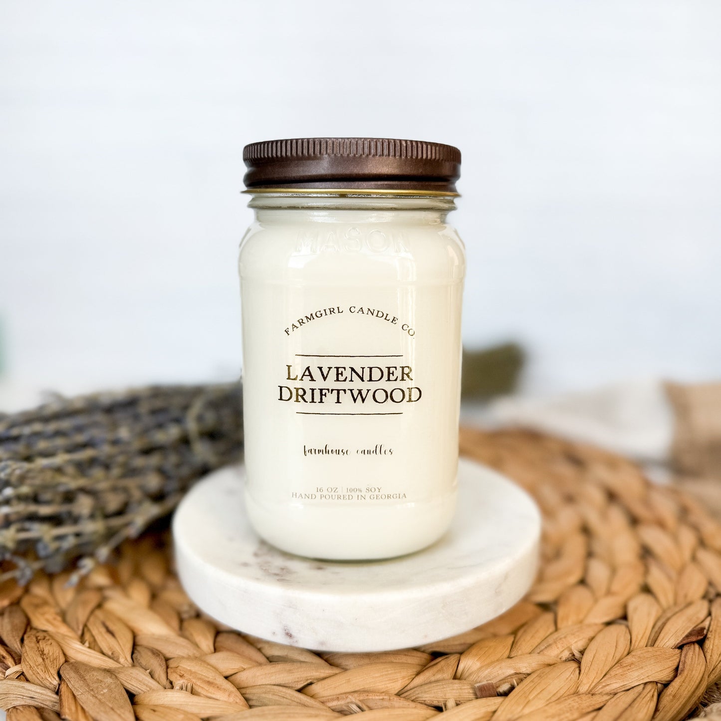 Lavender Driftwood - 16oz Soy Mason Jar Candle