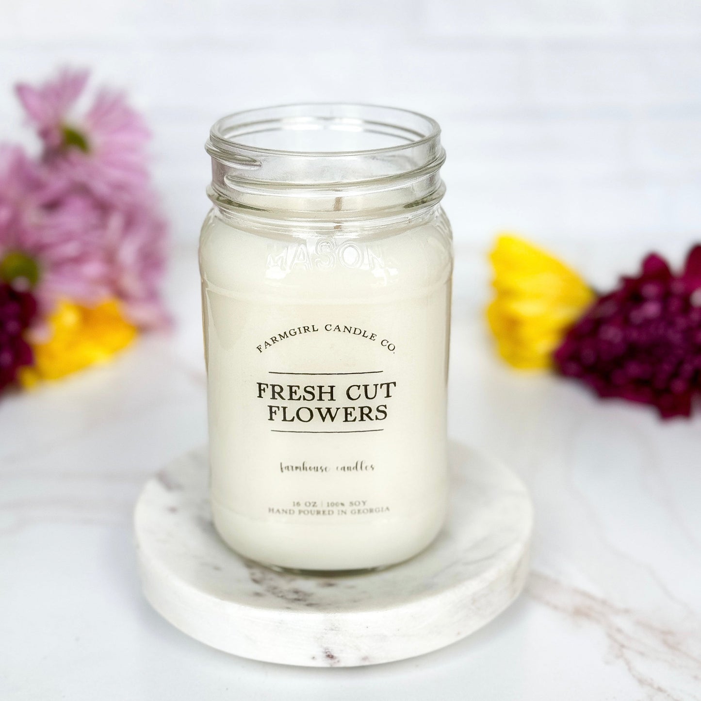 Fresh Cut Flowers - 16oz Soy Mason Jar Candle