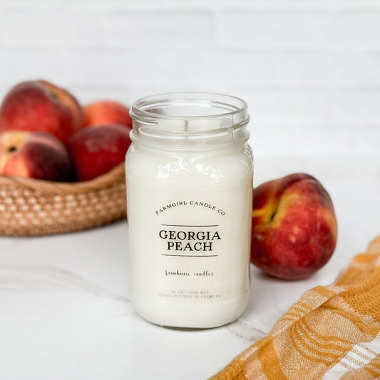 Georgia Peach - 16oz Soy Mason Jar Candle