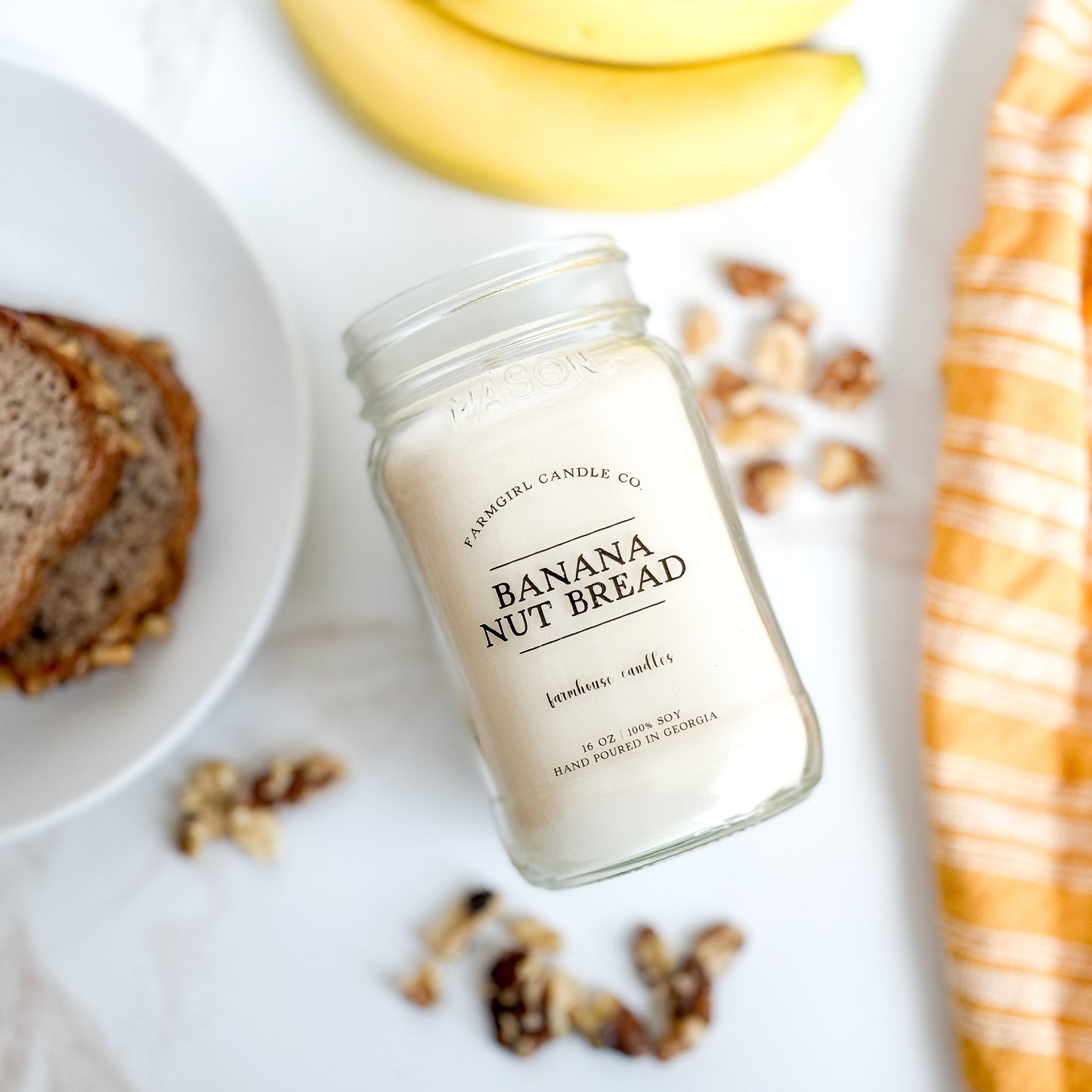 Banana Nut Bread -  16oz Soy Mason Jar Candle
