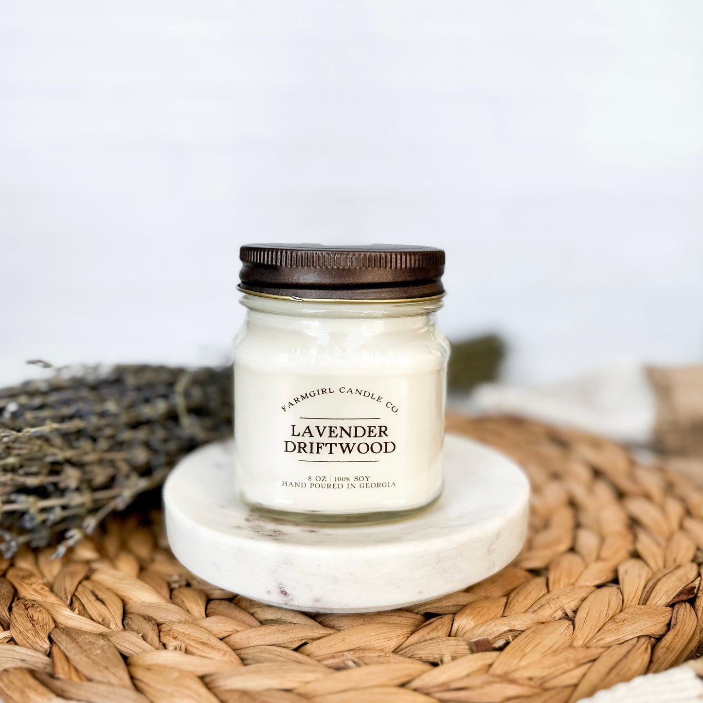Lavender Driftwood - 8oz Soy Mason Jar Candle