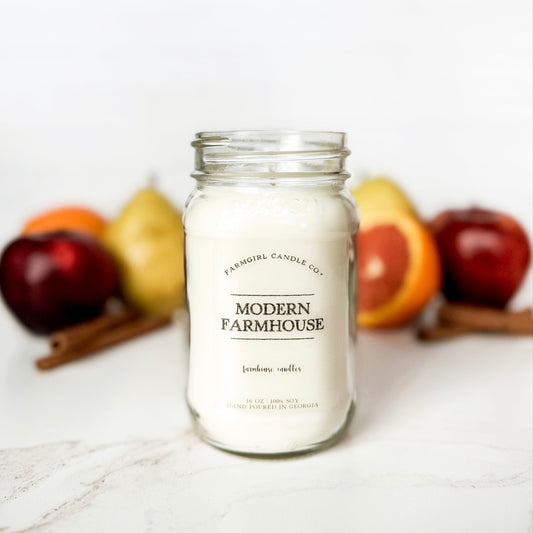 Modern Farmhouse - 16oz Soy Mason Jar Candle