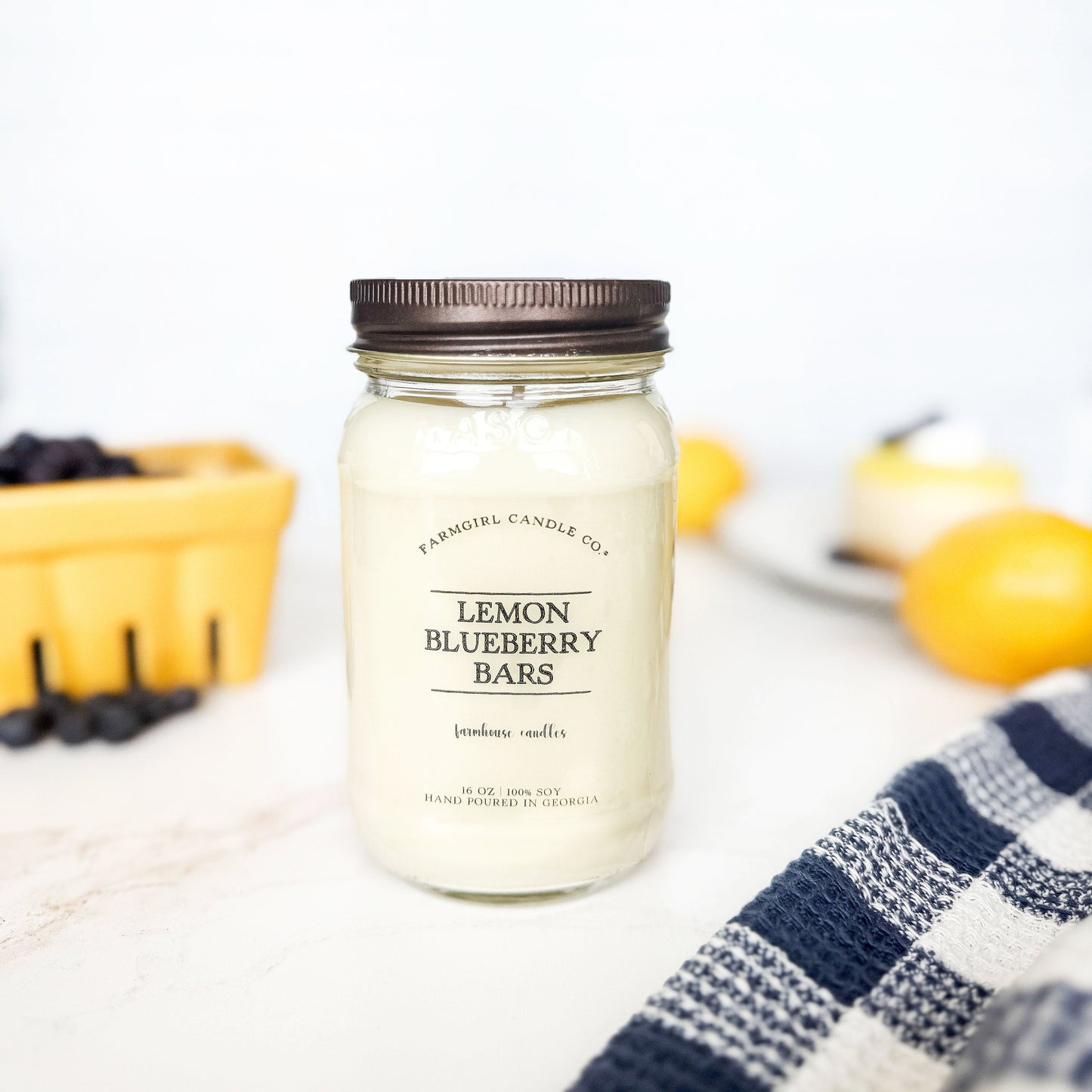 Lemon Blueberry Bars - 16oz Soy Mason Jar Candle