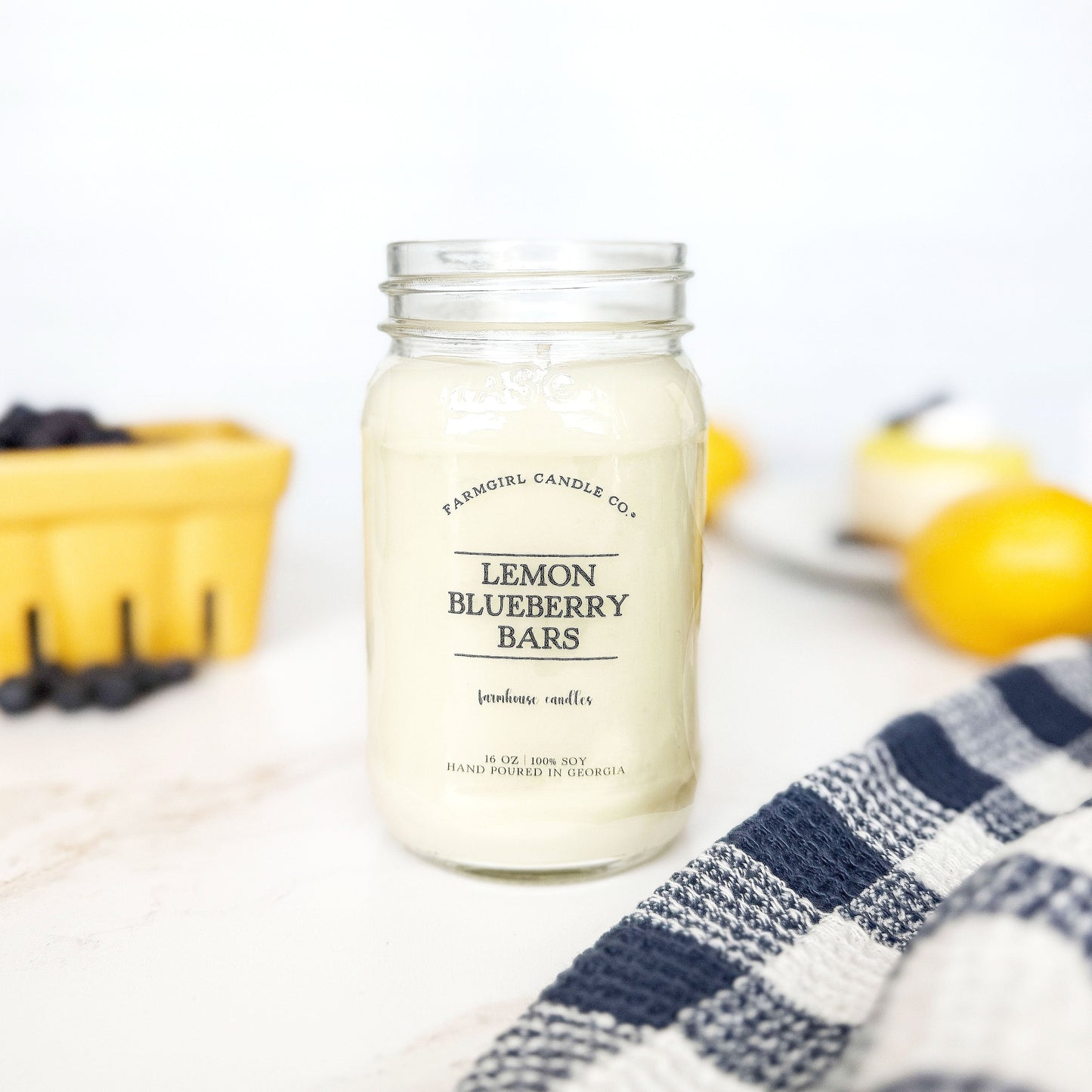 Lemon Blueberry Bars - 16oz Soy Mason Jar Candle