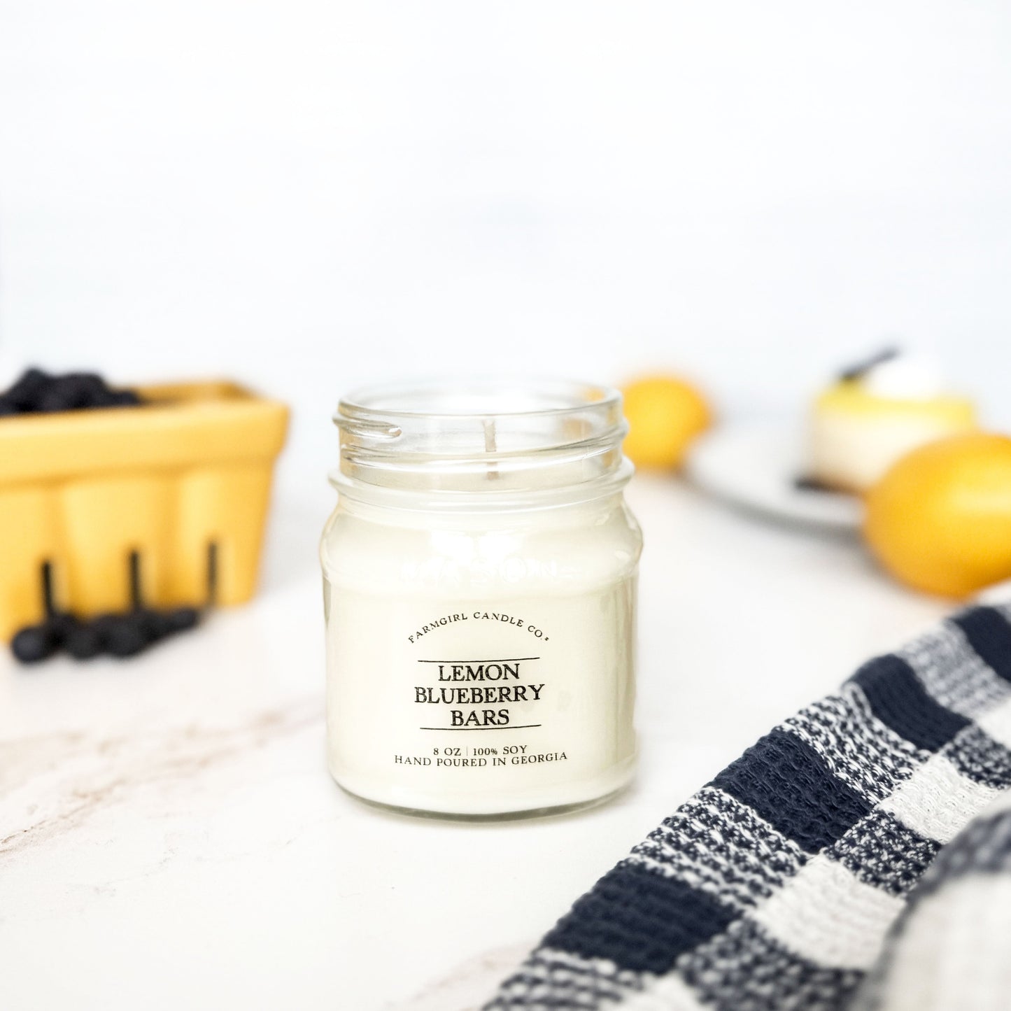 Lemon Blueberry Bars - 8oz Soy Mason Jar Candle