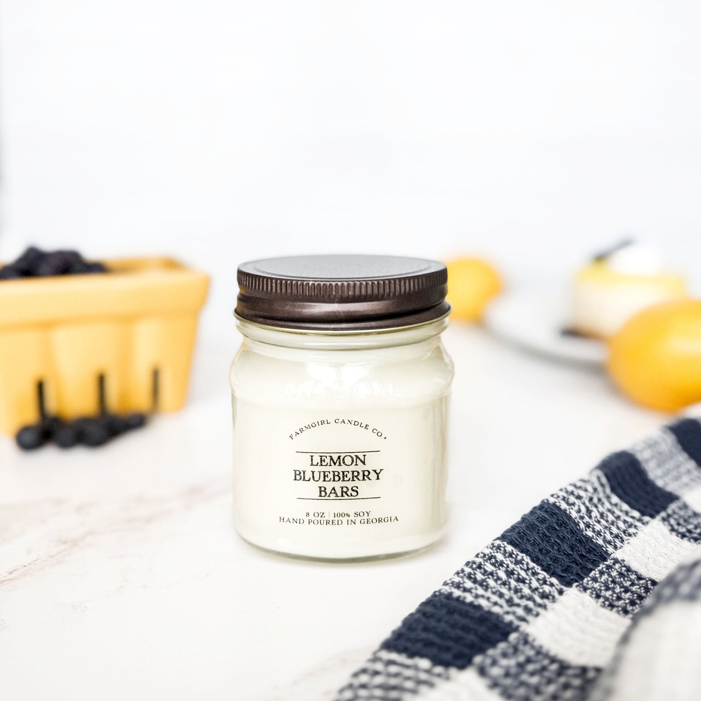 Lemon Blueberry Bars - 8oz Soy Mason Jar Candle