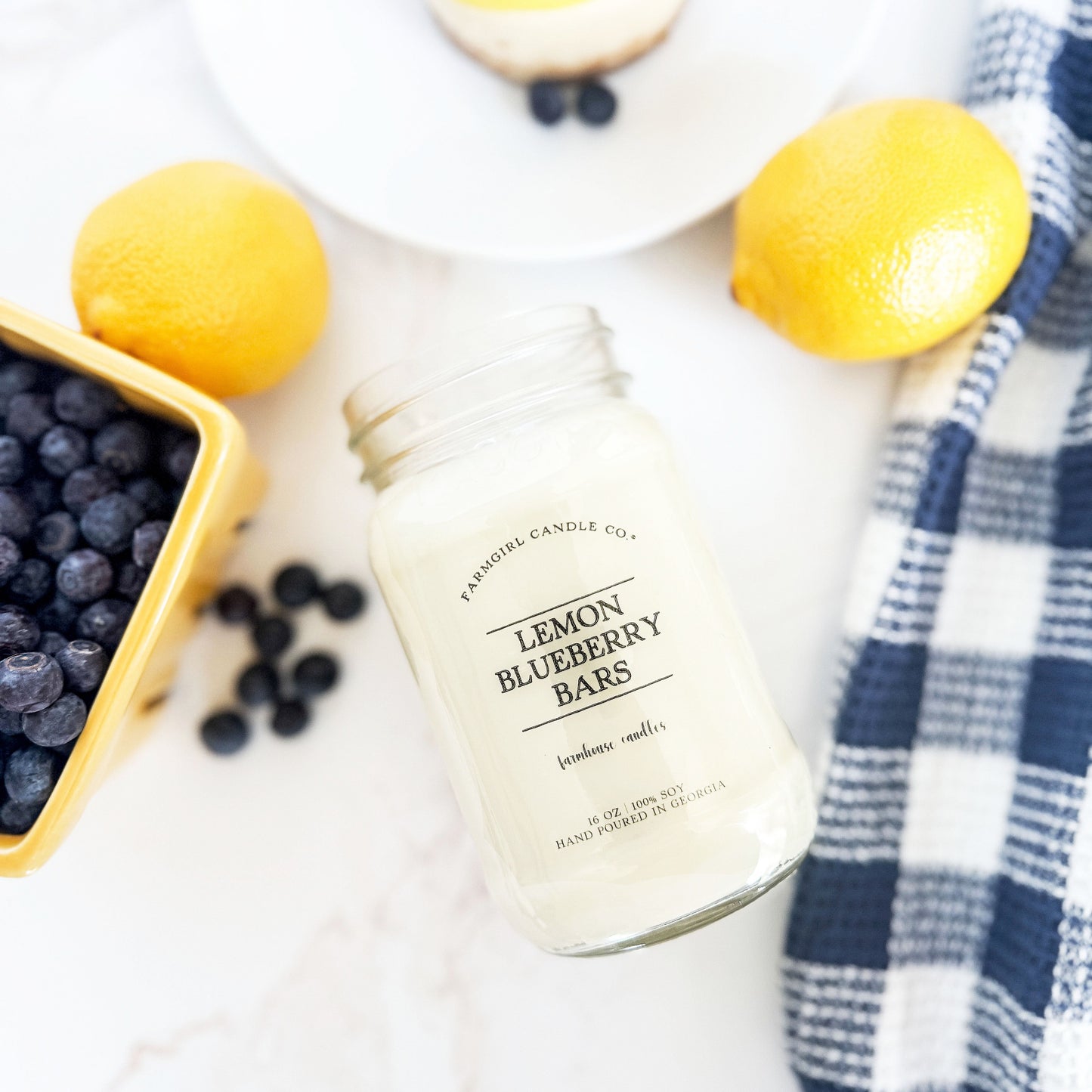 Lemon Blueberry Bars - 16oz Soy Mason Jar Candle