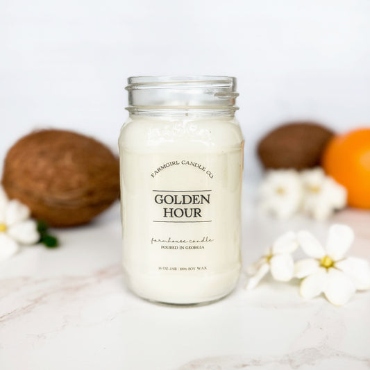 Golden Hour - 16oz Soy Mason Jar Candle