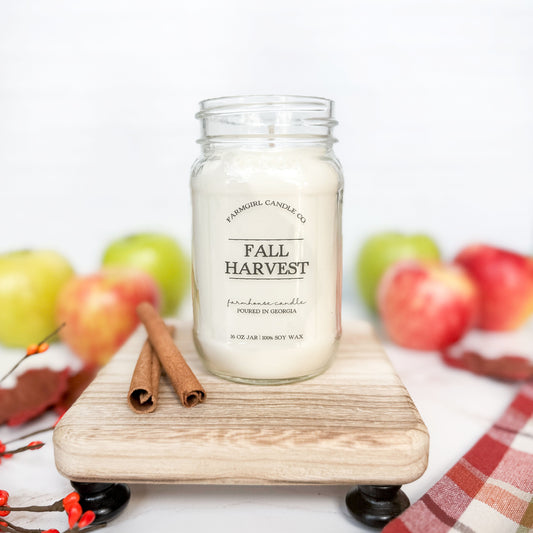 Fall Harvest - 16oz Soy Mason Jar Candle