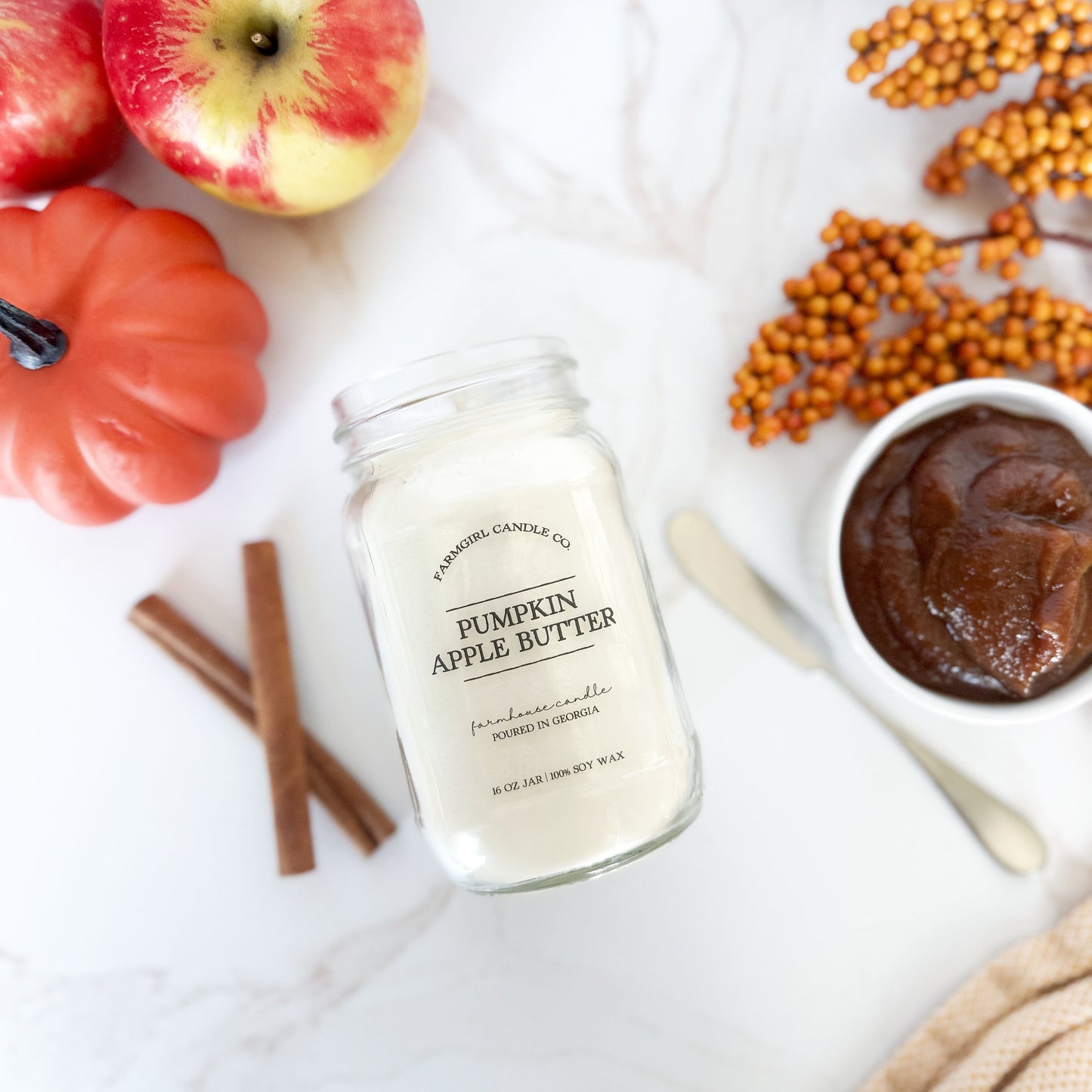 Pumpkin Apple Butter - 16oz Soy Mason Jar Candle