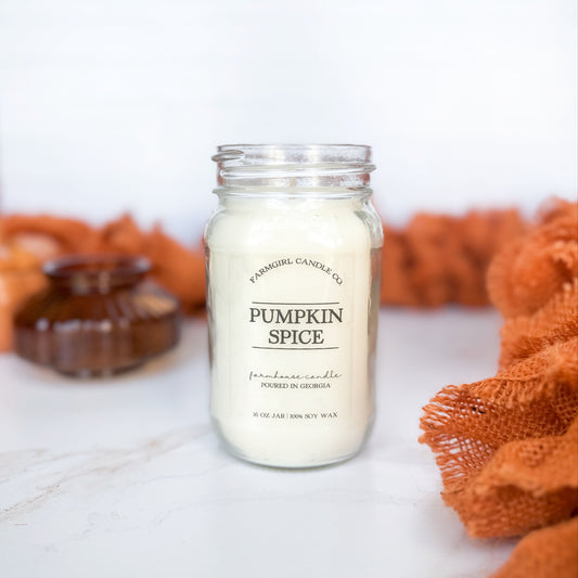 Pumpkin Spice - 16oz Soy Mason Jar Candle