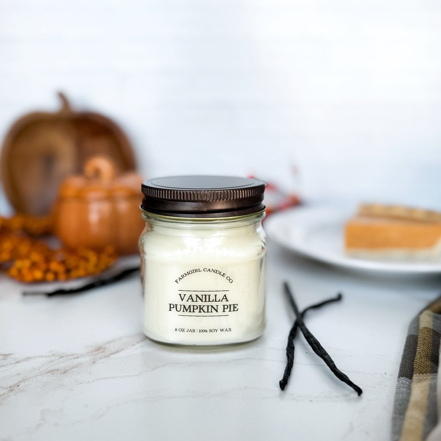 Vanilla Pumpkin Pie - 8oz Soy Mason Jar Candle