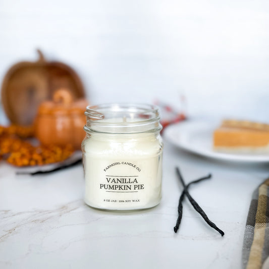 Vanilla Pumpkin Pie - 8oz Soy Mason Jar Candle