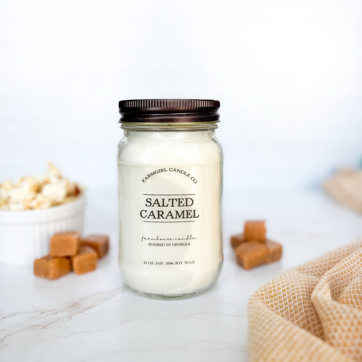 Salted Caramel - 16oz Soy Mason Jar Candle