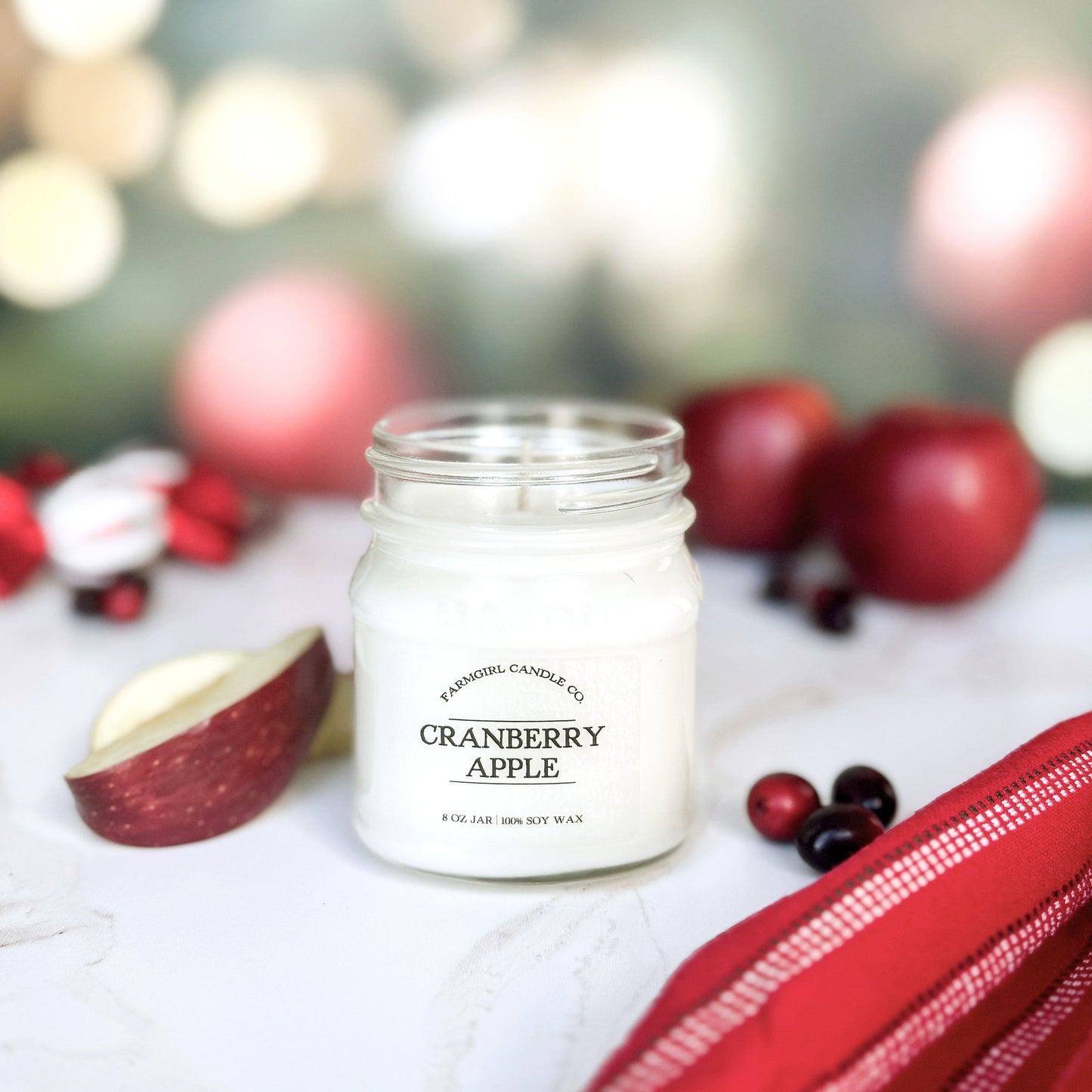 cranberry apple candle, holiday fragrance, christmas candles, christmas collection, soy candles, scented candles, farmhouse candles. mason jar candles, antique candles, cranberry scented candle
