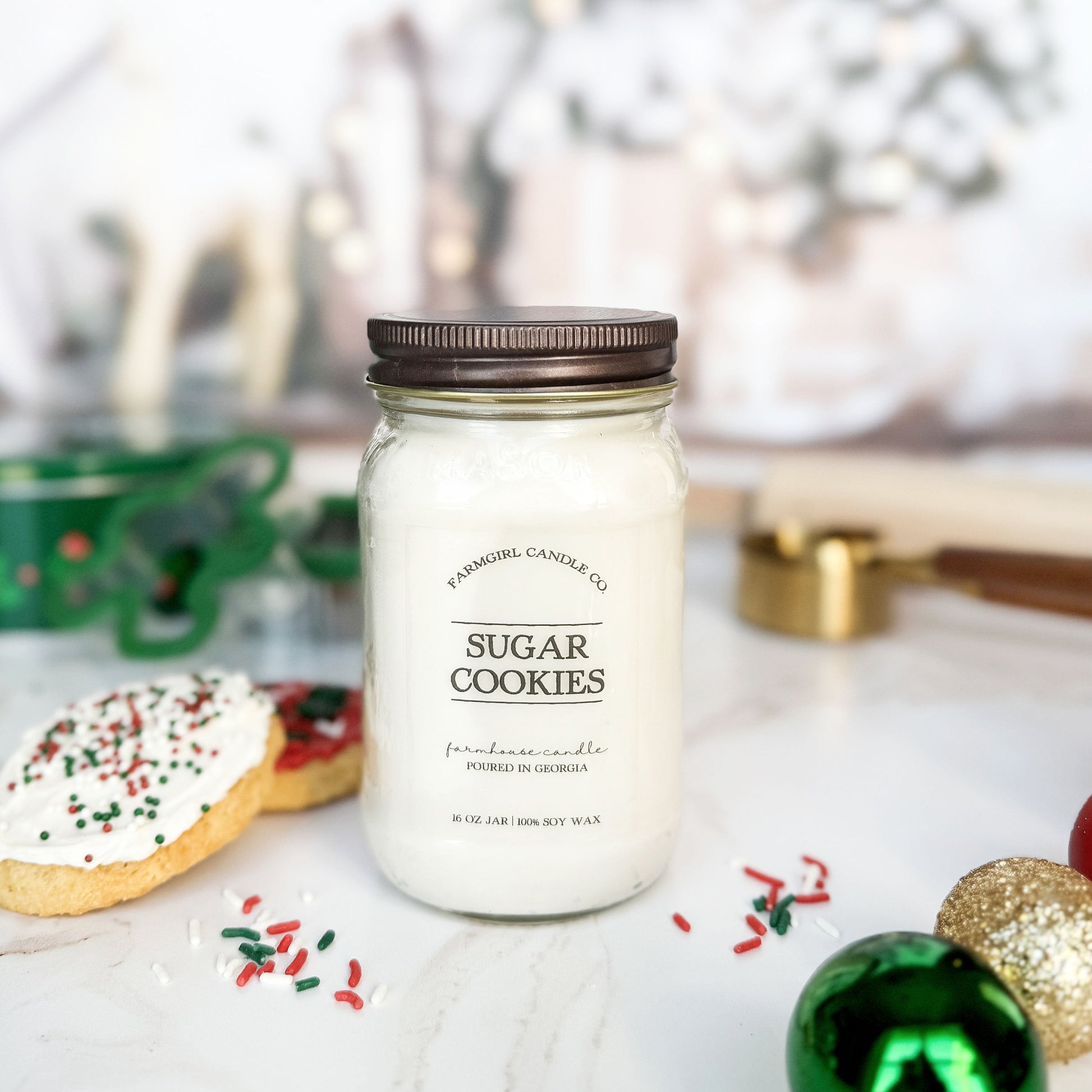 sugar cookie candle, holiday fragrance, christmas candles, christmas collection, soy candles, scented candles, farmhouse candles. mason jar candles, antique candles