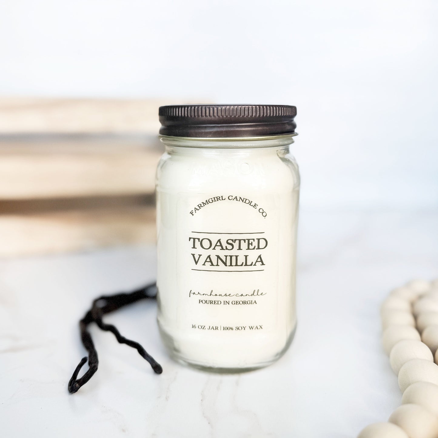 mason jar candle, soy candle, toasted vanilla, vanilla candle, scented candle, farmhouse candles