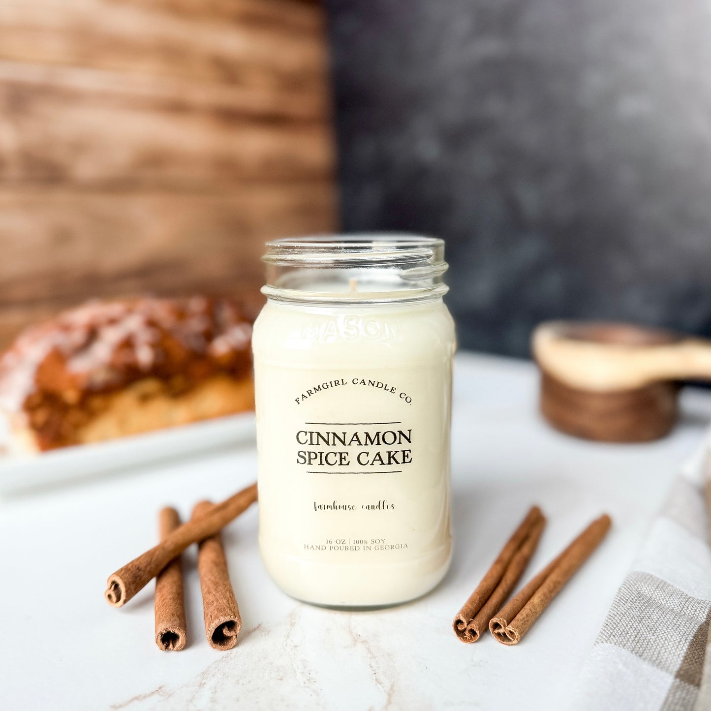 Cinnamon Spice Cake - 16oz Soy Mason Jar Candle