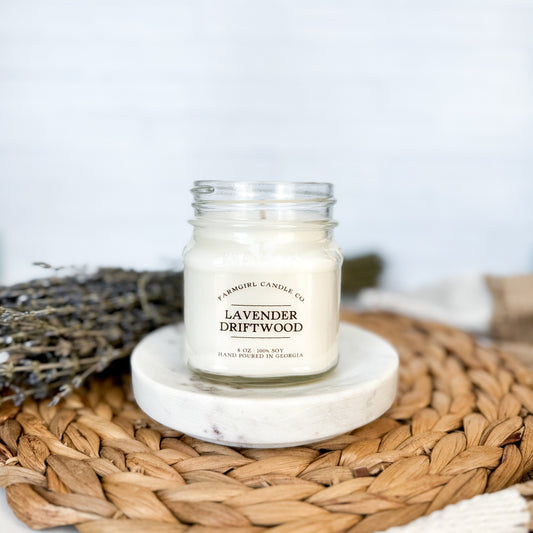 Lavender Driftwood - 8oz Soy Mason Jar Candle