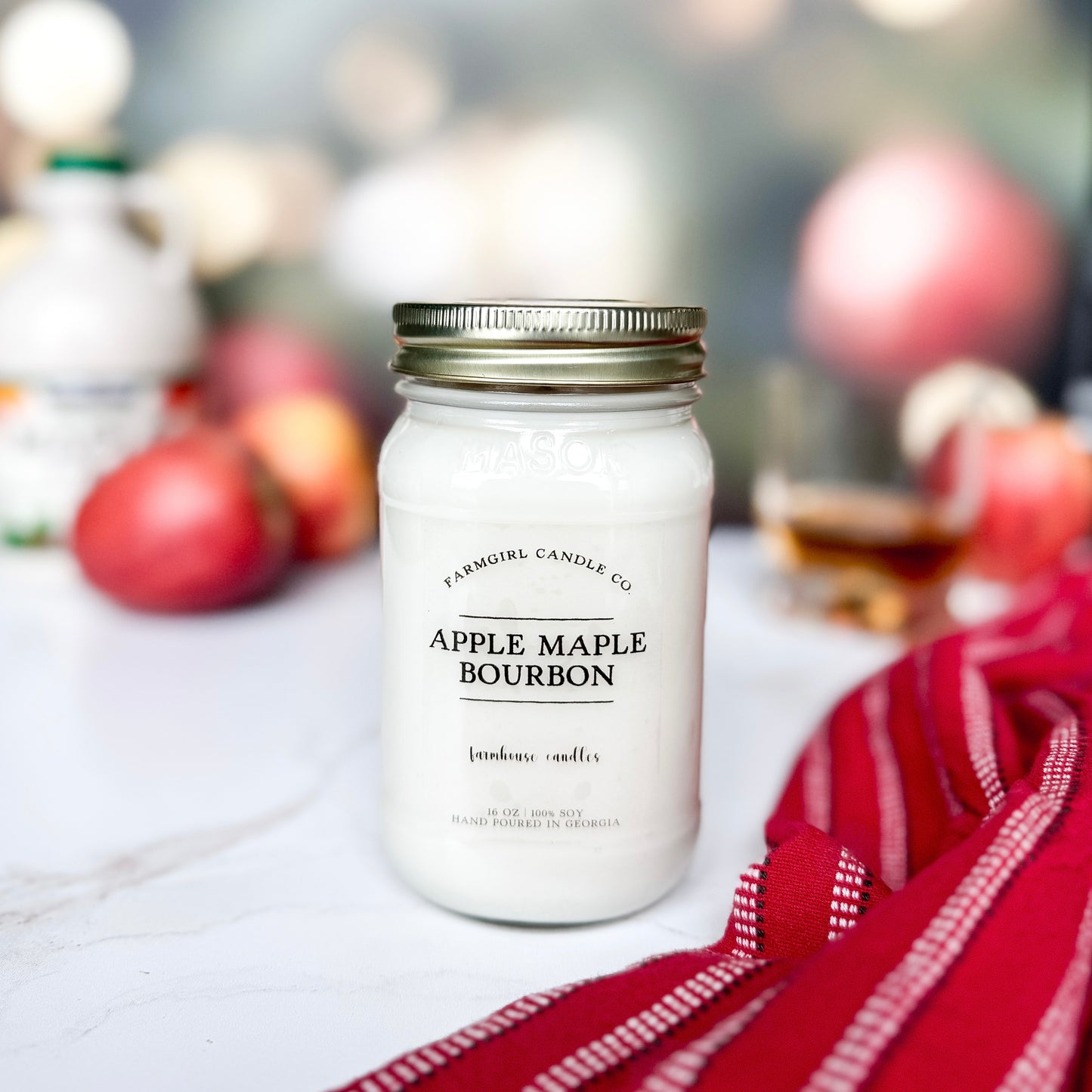 Apple Maple Bourbon - 16oz Soy Mason Jar Candle