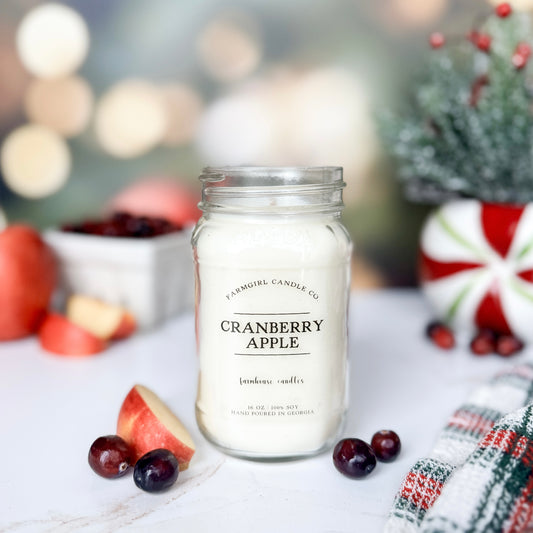 Cranberry Apple - 16oz Soy Mason Jar Candle