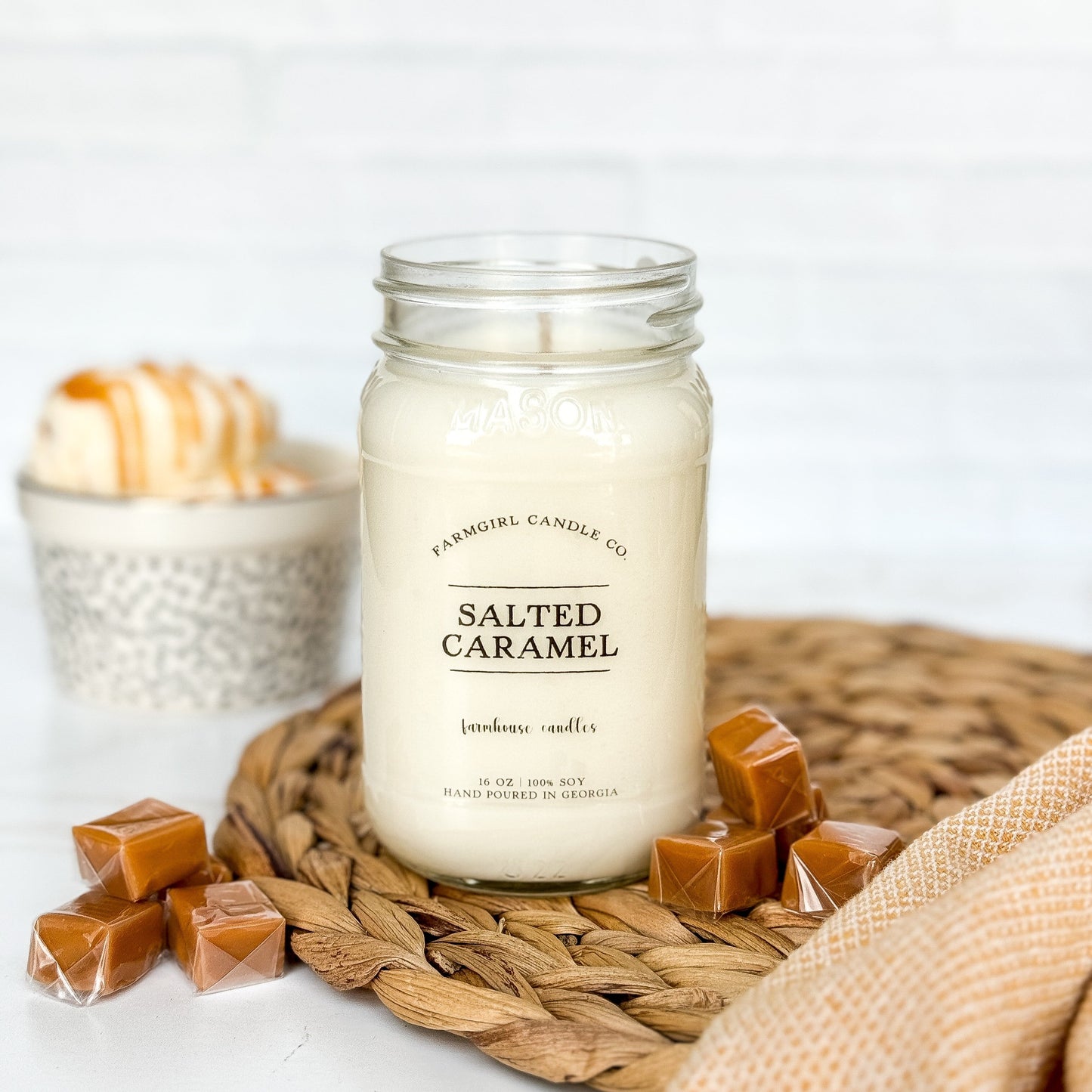 Salted Caramel - 8oz Soy Mason Jar Candle