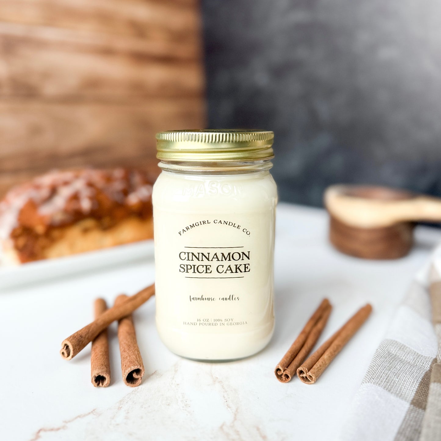 Cinnamon Spice Cake - 16oz Soy Mason Jar Candle