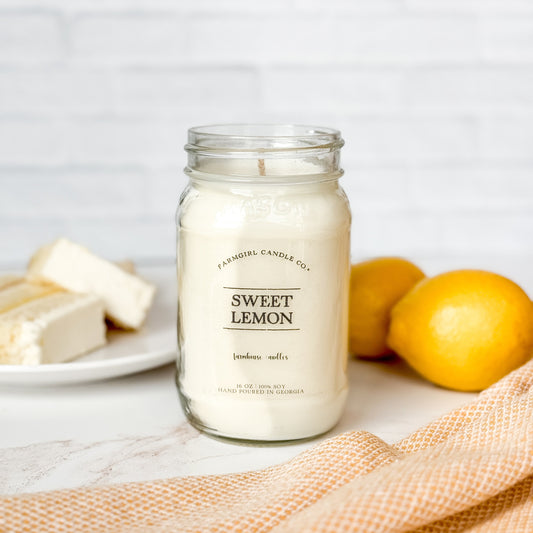 Sweet Lemon - 16oz Soy Mason Jar Candle