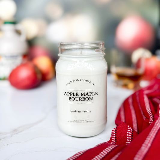 Apple Maple Bourbon - 16oz Soy Mason Jar Candle