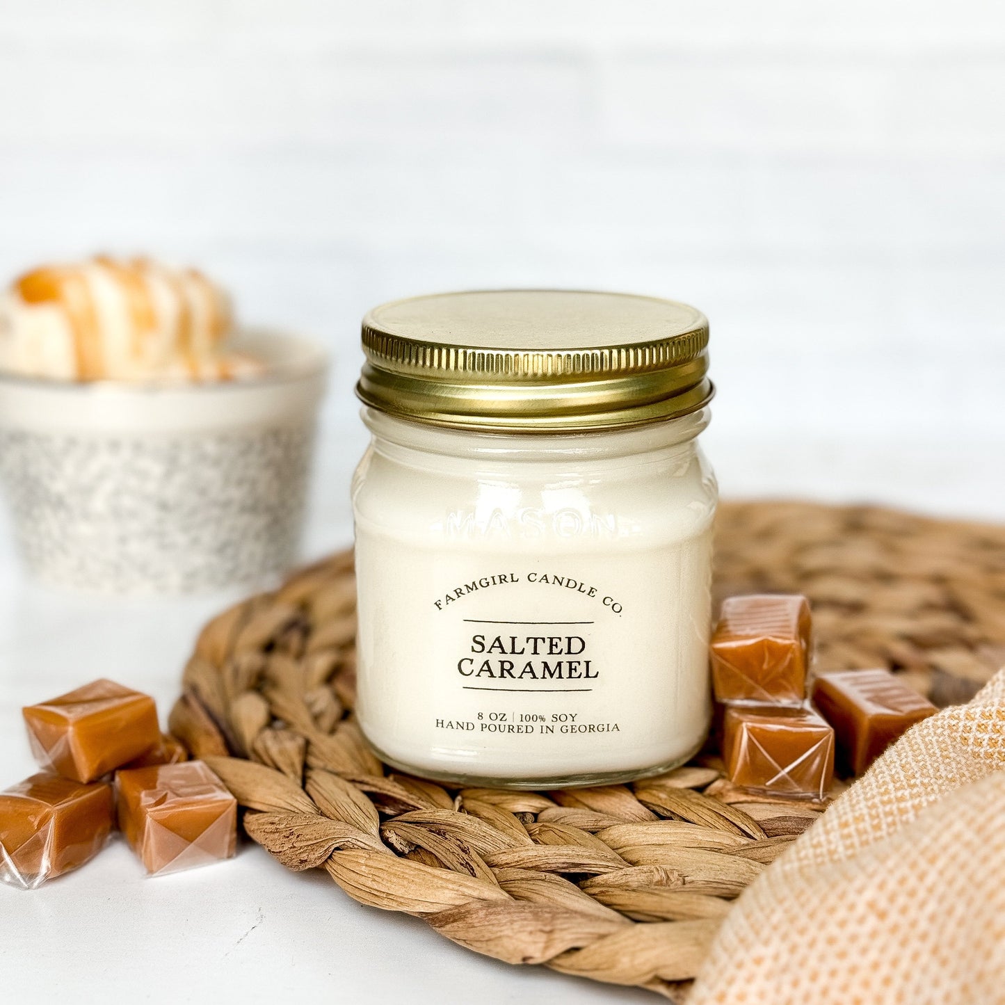 Salted Caramel - 8oz Soy Mason Jar Candle