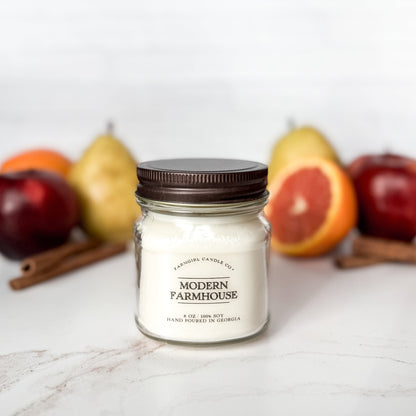 Modern Farmhouse - 8oz Soy Mason Jar Candle