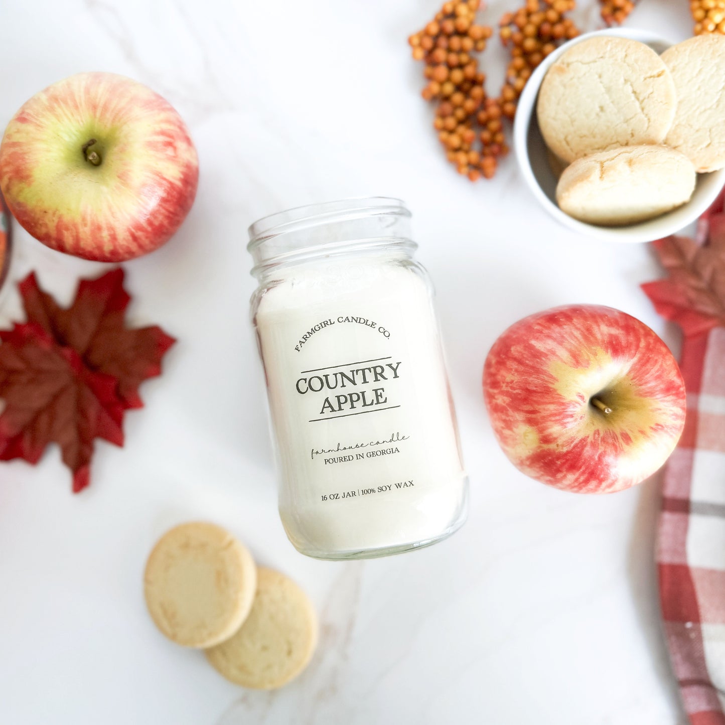 Country Apple - 16oz Soy Mason Jar Candle