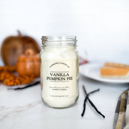 Vanilla Pumpkin Pie - 16oz Soy Mason Jar Candle