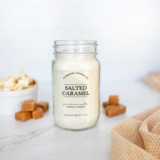 Salted Caramel - 16oz Soy Mason Jar Candle