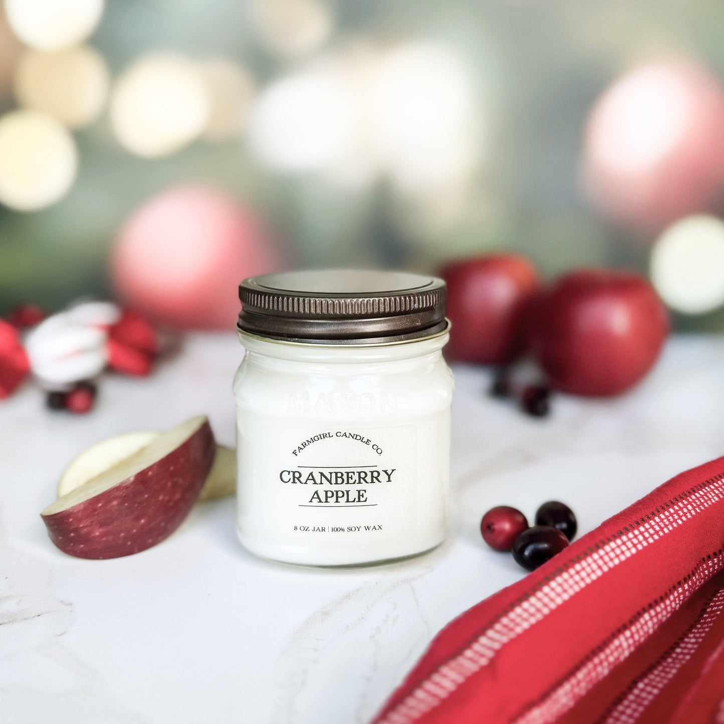cranberry apple candle, holiday fragrance, christmas candles, christmas collection, soy candles, scented candles, farmhouse candles. mason jar candles, antique candles, cranberry scented candle