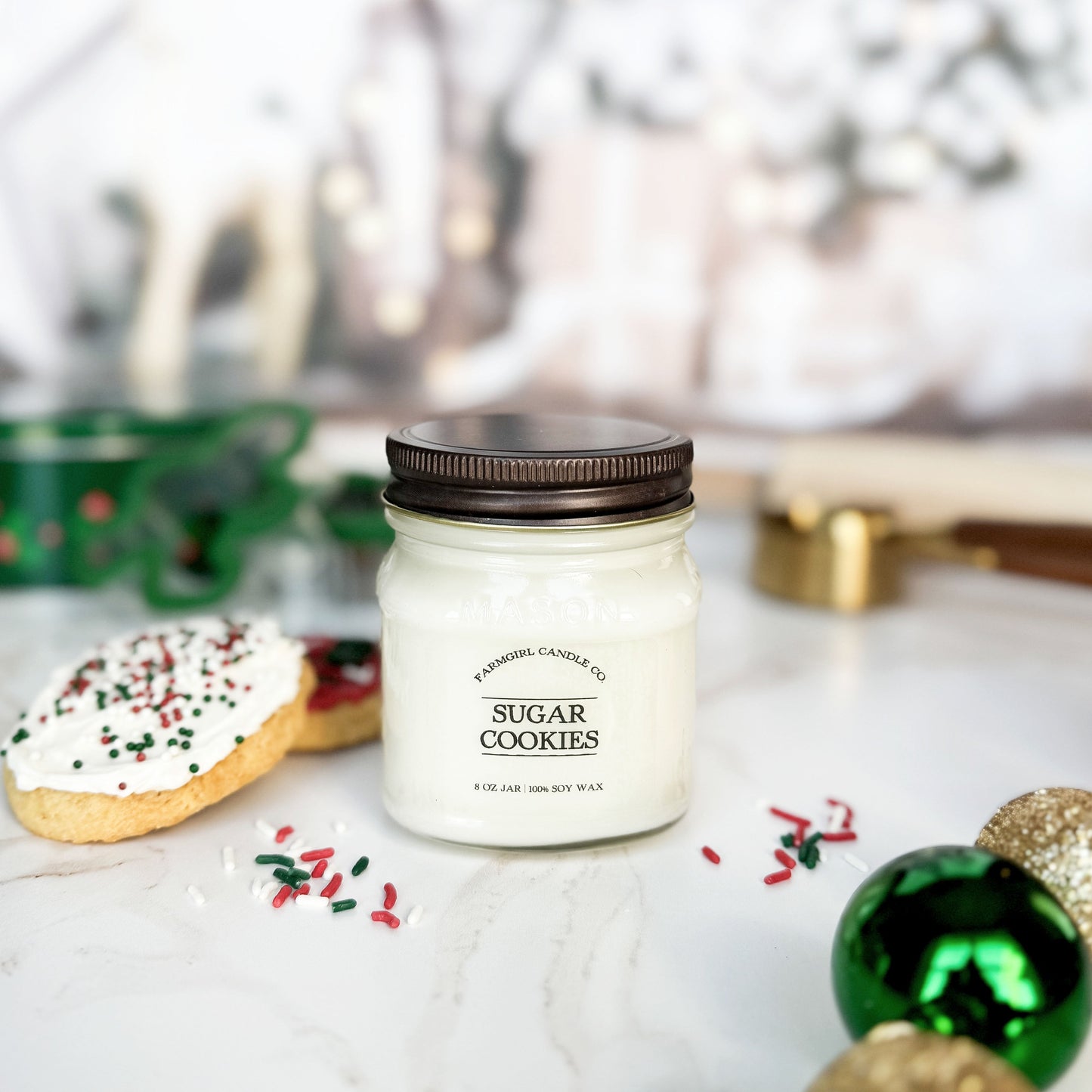 sugar cookie candle, holiday fragrance, christmas candles, christmas collection, soy candles, scented candles, farmhouse candles. mason jar candles, antique candles
