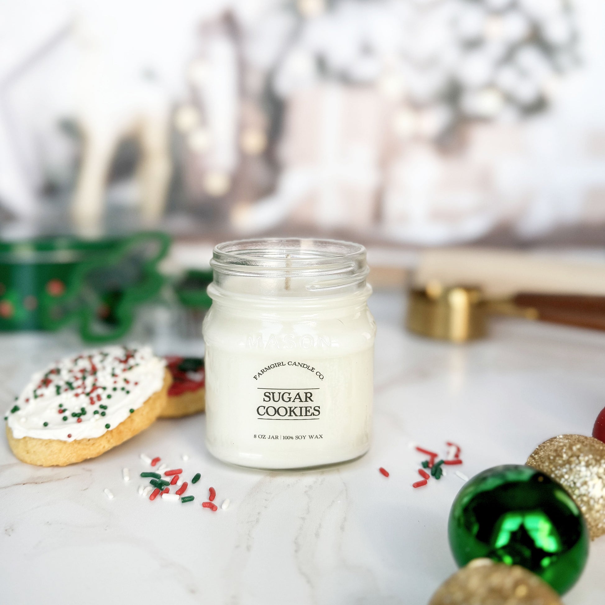 sugar cookie candle, holiday fragrance, christmas candles, christmas collection, soy candles, scented candles, farmhouse candles. mason jar candles, antique candles