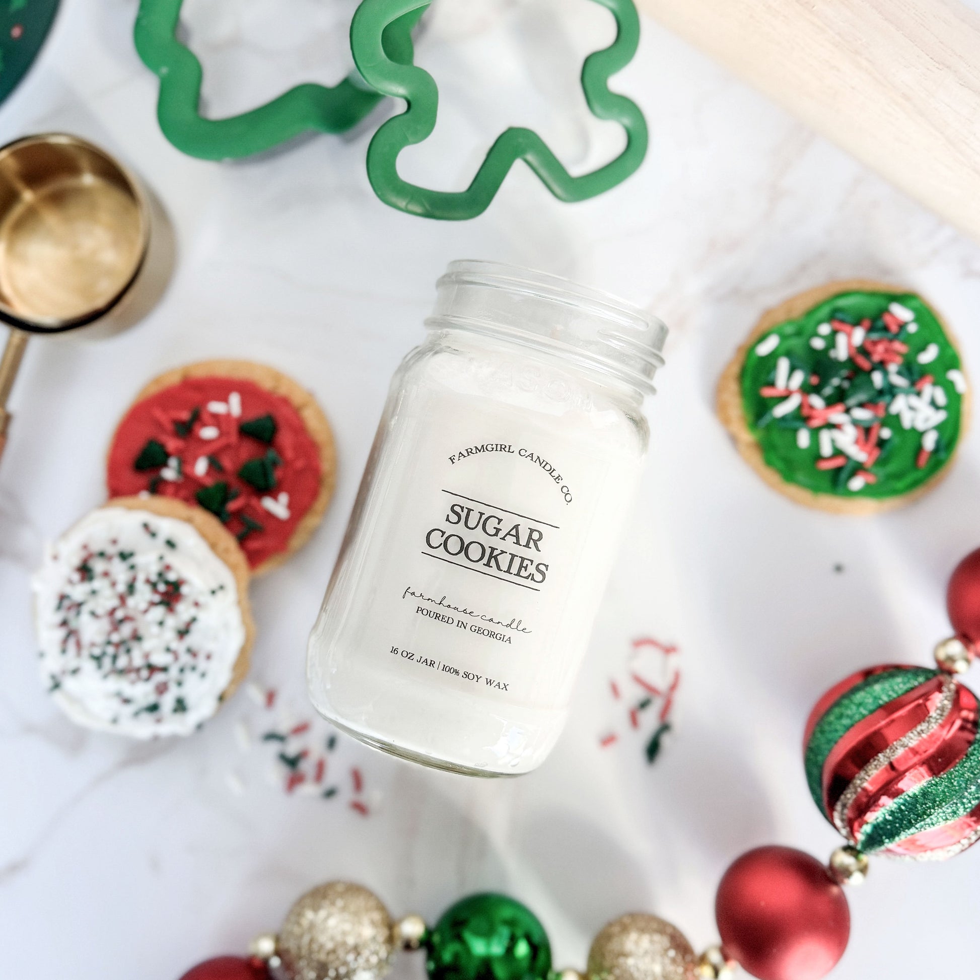 sugar cookie candle, holiday fragrance, christmas candles, christmas collection, soy candles, scented candles, farmhouse candles. mason jar candles, antique candles
