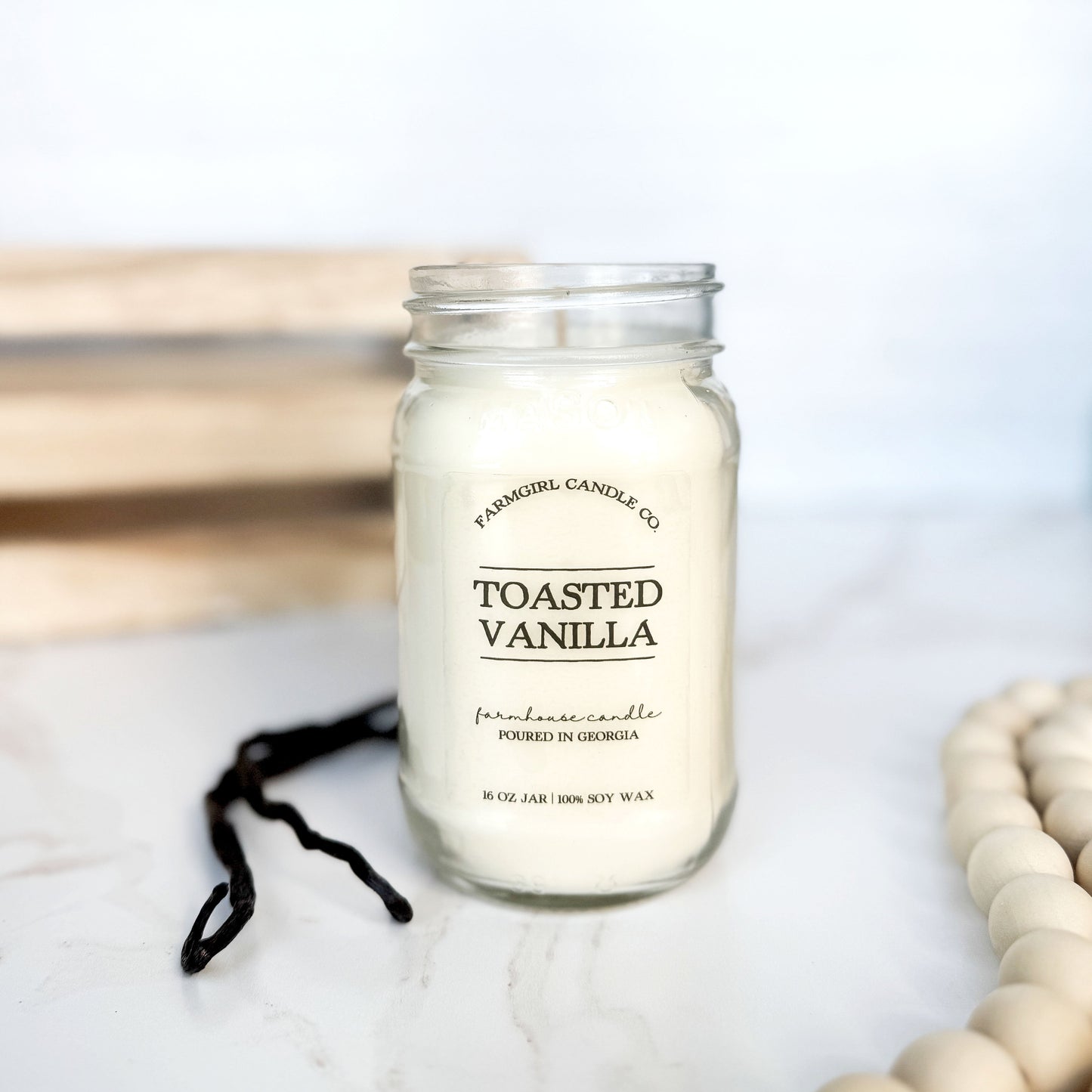 mason jar candle, soy candle, toasted vanilla, vanilla candle, scented candle, farmhouse candles