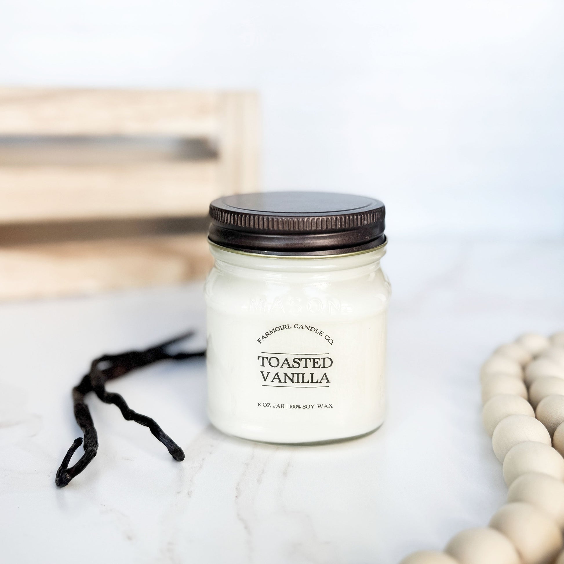 mason jar candle, soy candle, toasted vanilla, vanilla candle, scented candle, farmhouse candles