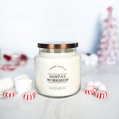 soy christmas candle, holiday fragrance, christmas collection, peppermint and marshmallow, peppermint scented candle, farmhouse candles, antique candles